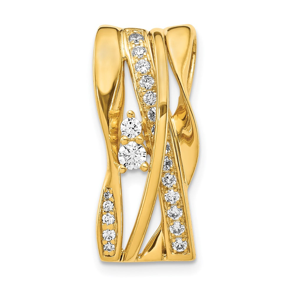 14K Yellow Gold 1/2ct. Real Diamond Fancy Curves Chain Slide