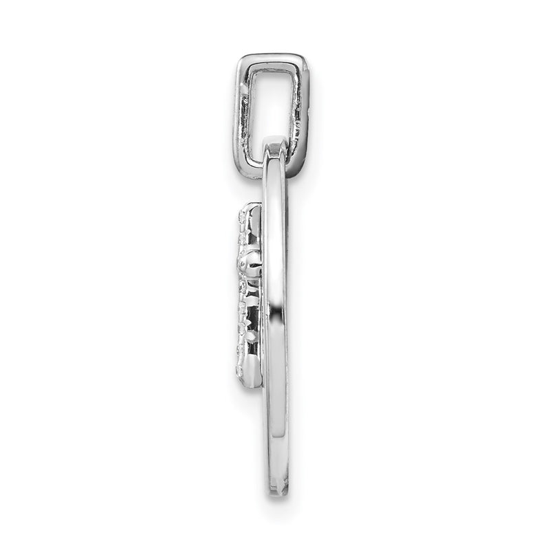 14k White Gold Real Diamond Cross Faith Pendant