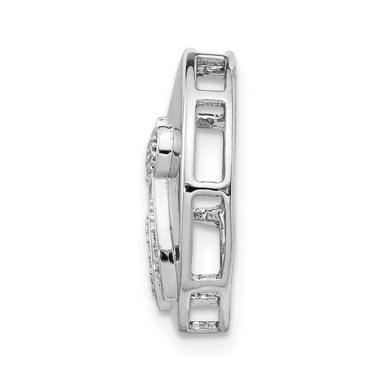 14k White Gold 1/10ct. Real Diamond Chai Circle Chain Slide