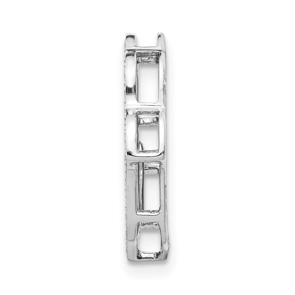 14k White Gold 1/10ct. Real Diamond Chai on Hamsa Chain Slide