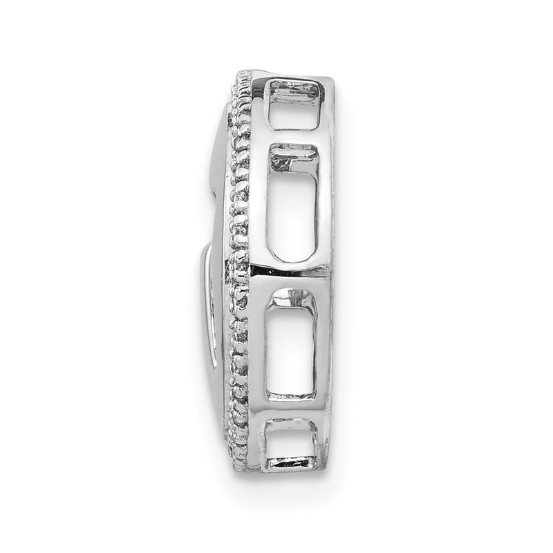 14k White Gold 1/10ct. Real Diamond Chai Chain Slide