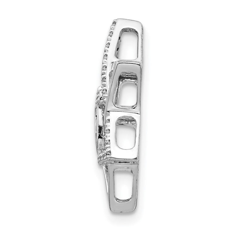 14k White Gold 1/10ct. Real Diamond Star of David w/Chai Chain Slide