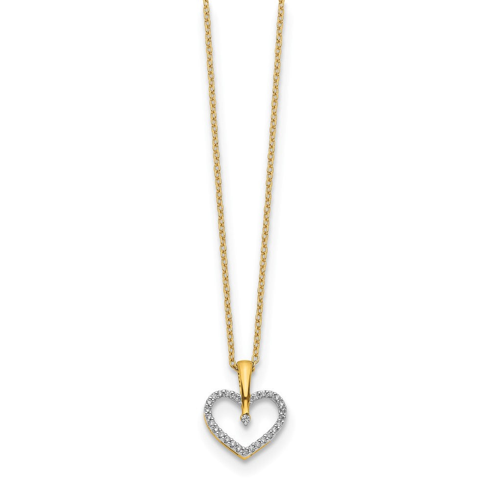 14k Yellow Gold Real Diamond Heart Pendant