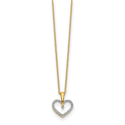 14k Yellow Gold Real Diamond Heart Pendant