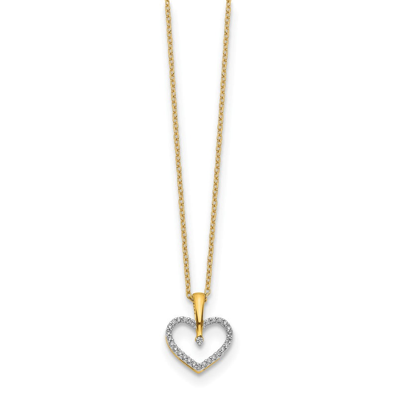 14k Yellow Gold Real Diamond Heart Pendant