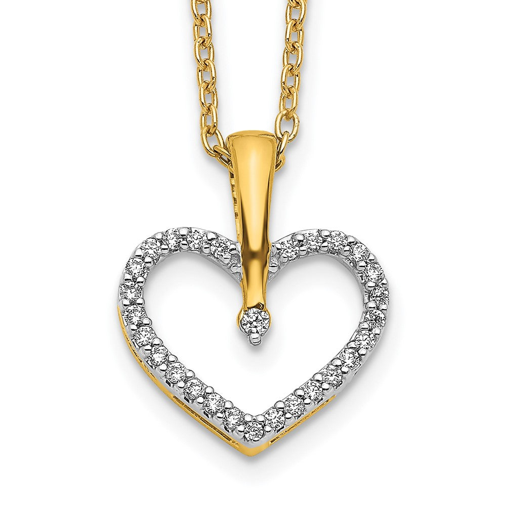 14k Yellow Gold Real Diamond Heart Pendant