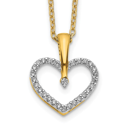 14k Yellow Gold Real Diamond Heart Pendant