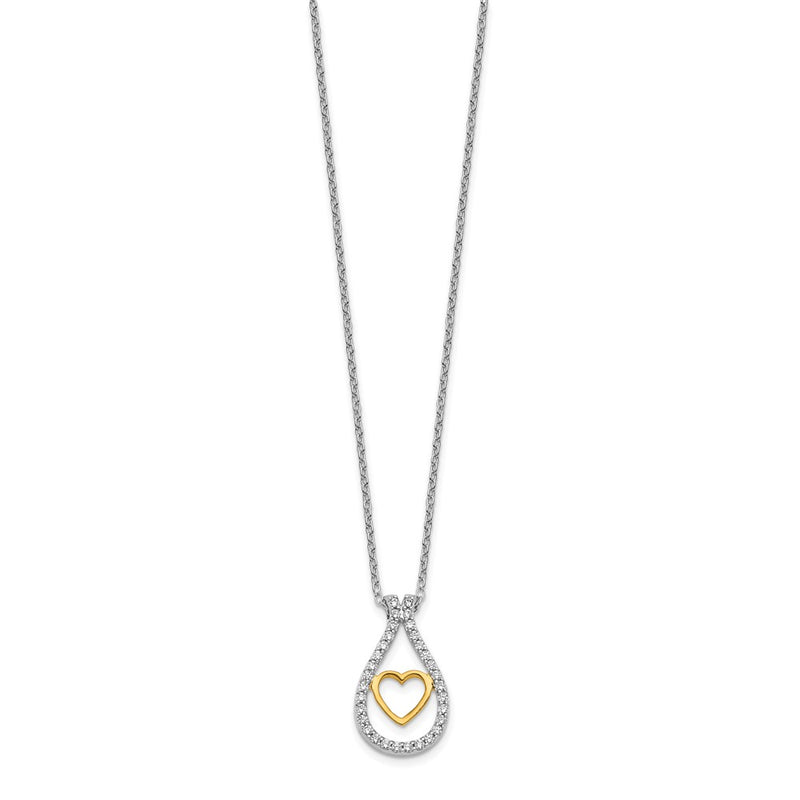 14k Two-Tone Gold Real Diamond Heart Pendant