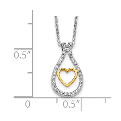 14k Two-Tone Gold Real Diamond Heart Pendant