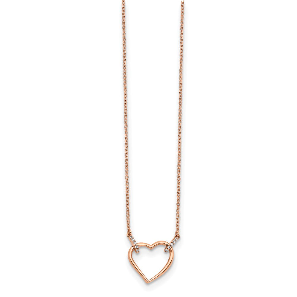 14k Rose Gold Real Diamond Heart 18 inch Necklace