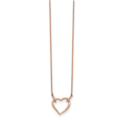 14k Rose Gold Real Diamond Heart 18 inch Necklace