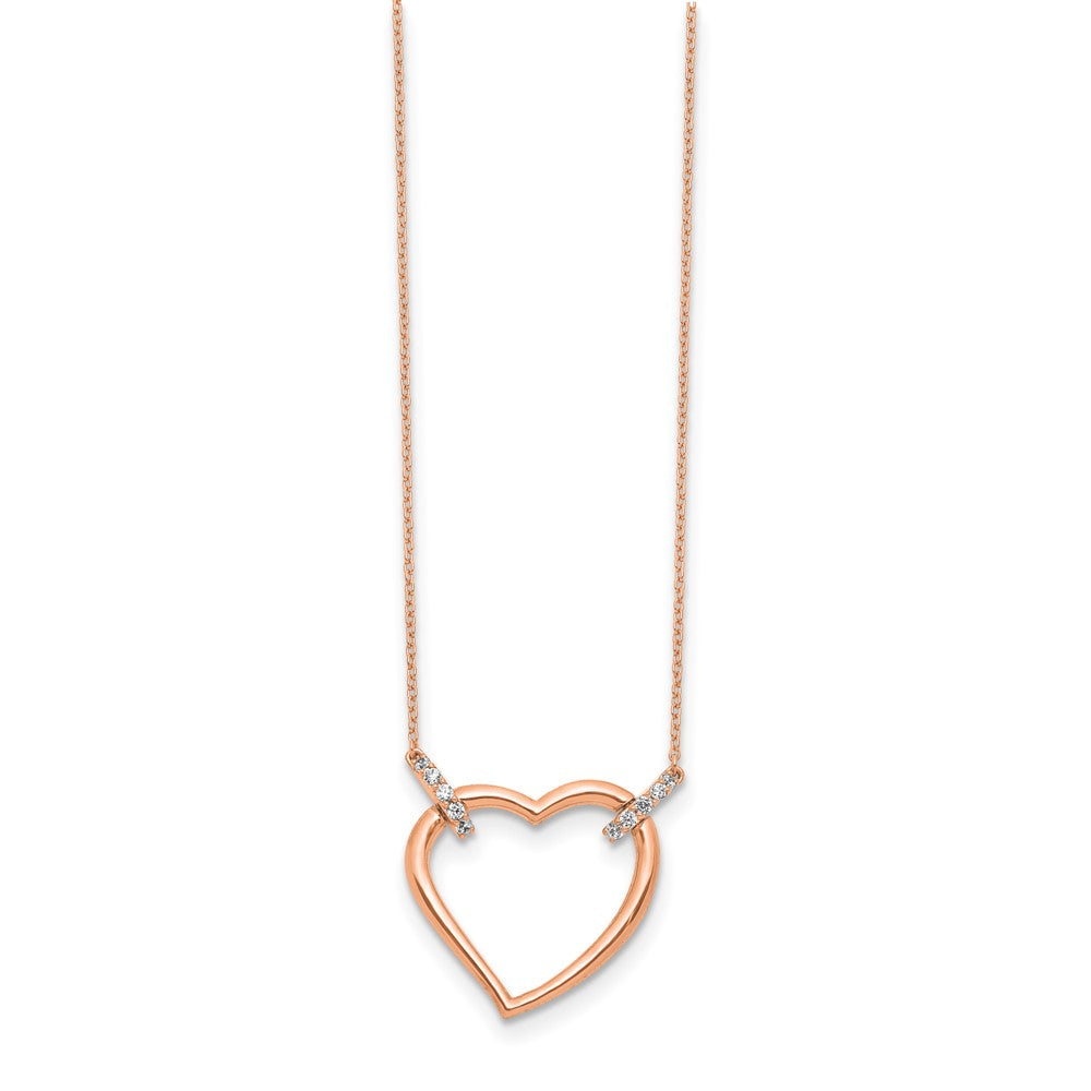 14k Rose Gold Real Diamond Heart 18 inch Necklace