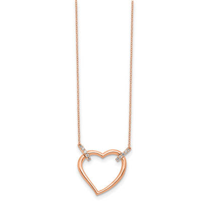 14k Rose Gold Real Diamond Heart 18 inch Necklace