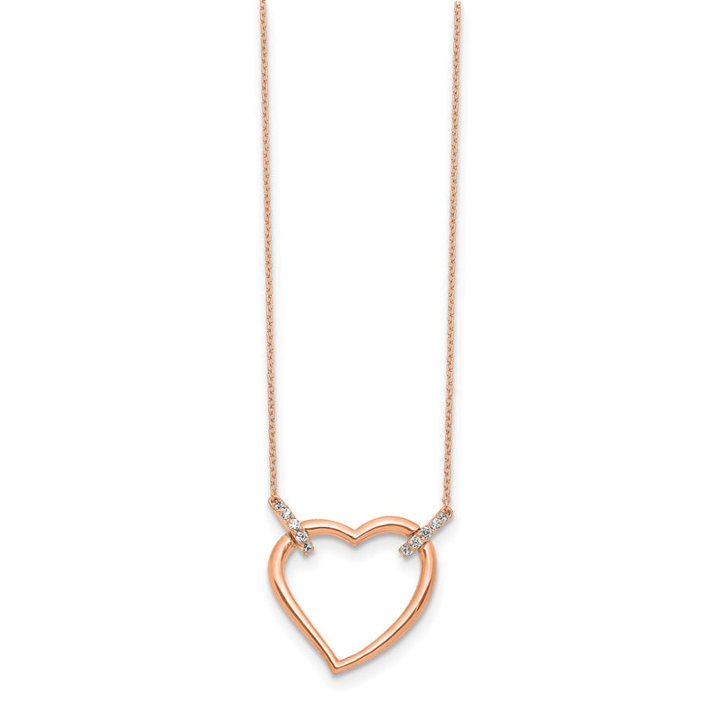 14k Rose Gold Real Diamond Heart 18 inch Necklace