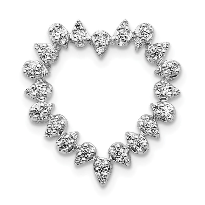 14k White Gold 1/3ct. Real Diamond Heart Chain Slide