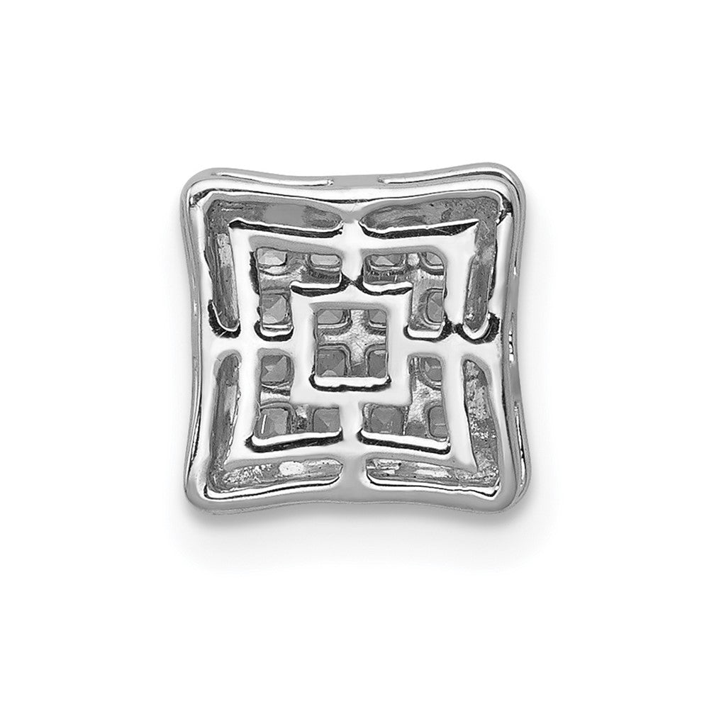 14k White Gold 1/4ct. Real Diamond Square Cluster Chain Slide