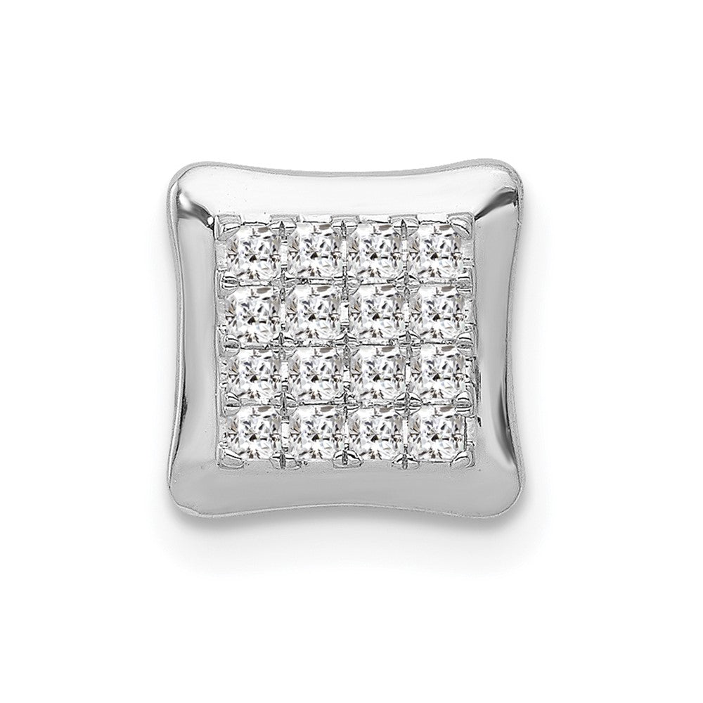 14k White Gold 1/4ct. Real Diamond Square Cluster Chain Slide
