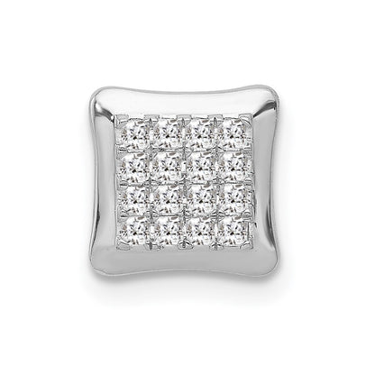 14k White Gold 1/4ct. Real Diamond Square Cluster Chain Slide
