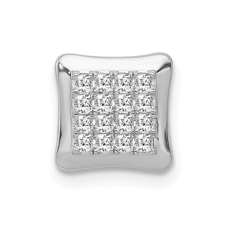 14k White Gold 1/4ct. Real Diamond Square Cluster Chain Slide