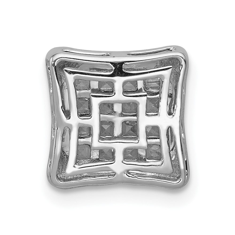 14k White Gold 1/2ct. Real Diamond Square Cluster Chain Slide