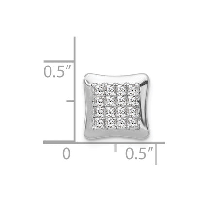 14k White Gold 1/2ct. Real Diamond Square Cluster Chain Slide
