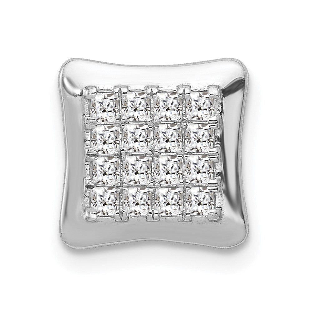 14k White Gold 1/2ct. Real Diamond Square Cluster Chain Slide