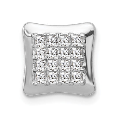 14k White Gold 1/2ct. Real Diamond Square Cluster Chain Slide