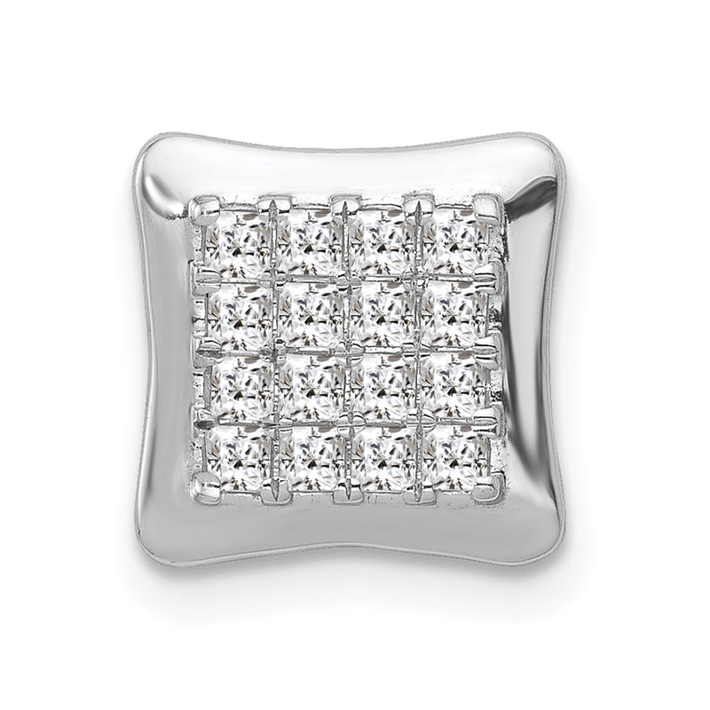 14k White Gold 1/2ct. Real Diamond Square Cluster Chain Slide