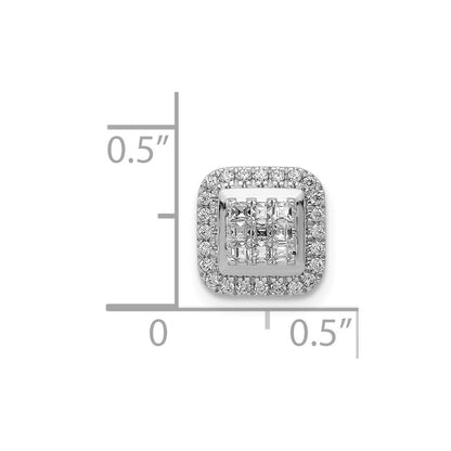 14k White Gold 1/4ct. Real Diamond Square Cluster Pendant