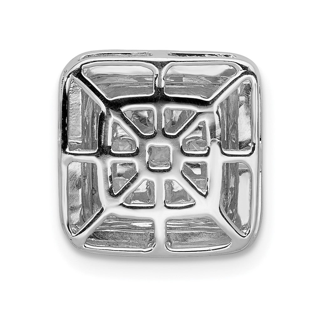 14k White Gold 1ct. Real Diamond Square Cluster Pendant