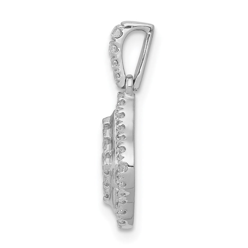 14k White Gold 1/2ct. Real Diamond Cluster Pendant