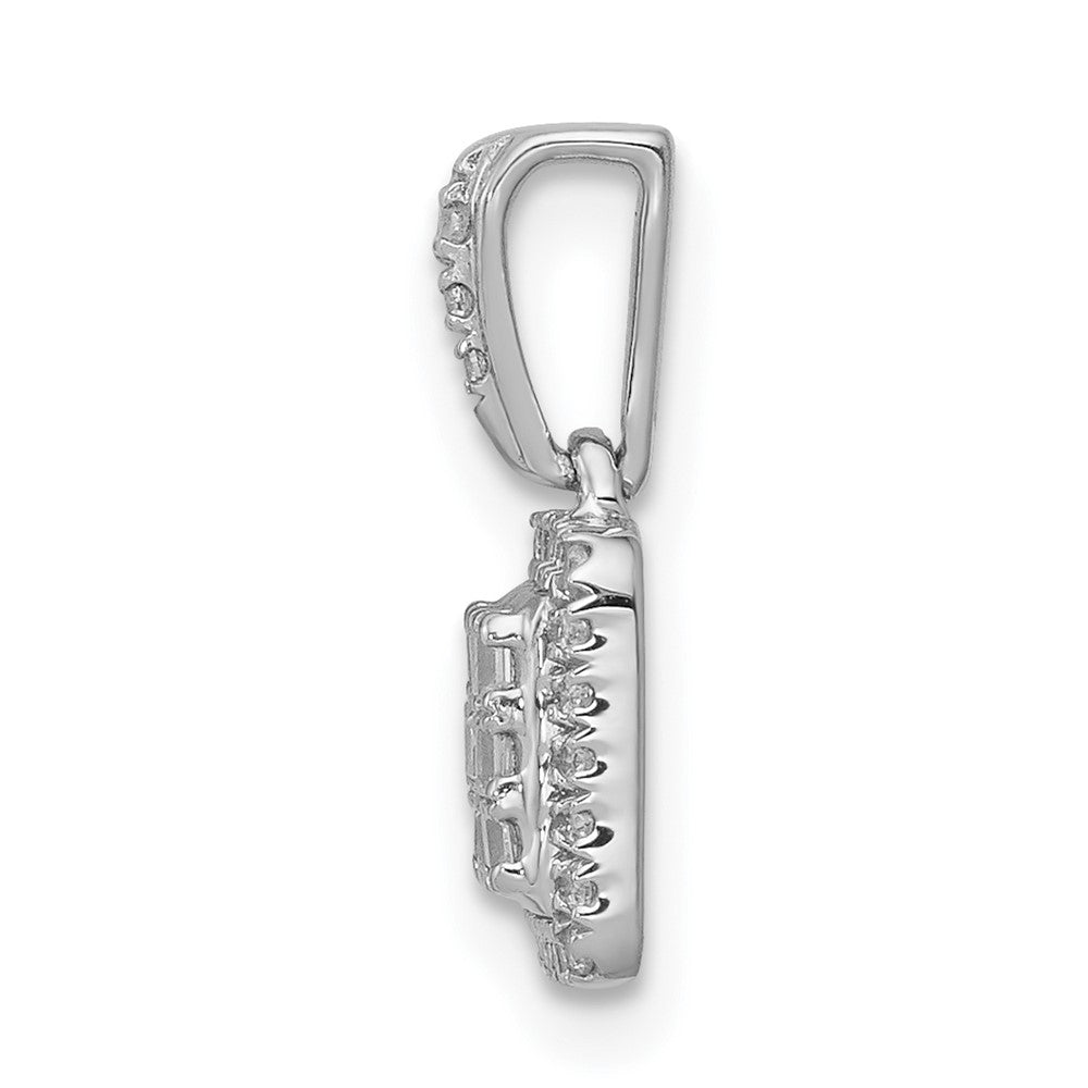 14k White Gold 1/4ct. Real Diamond Square Cluster Pendant