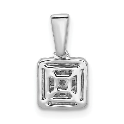 14k White Gold 1/4ct. Real Diamond Square Cluster Pendant
