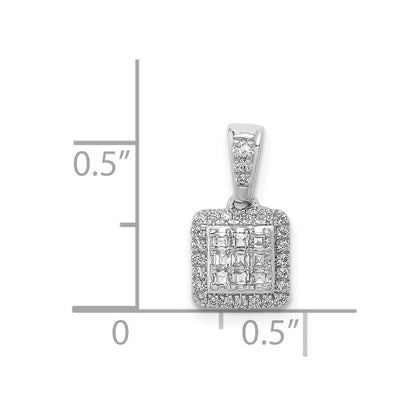 14k White Gold 1/4ct. Real Diamond Square Cluster Pendant