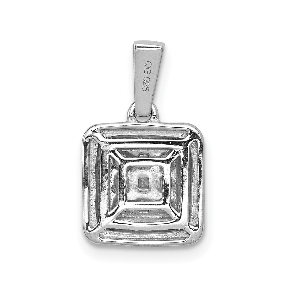 14k White Gold 1/2ct. Real Diamond Square Cluster Pendant