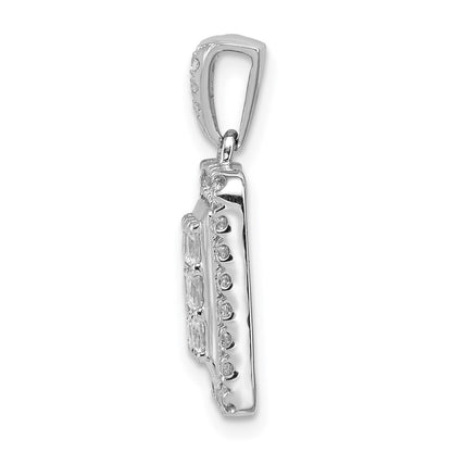 14k White Gold 1ct. Real Diamond Square Cluster Pendant