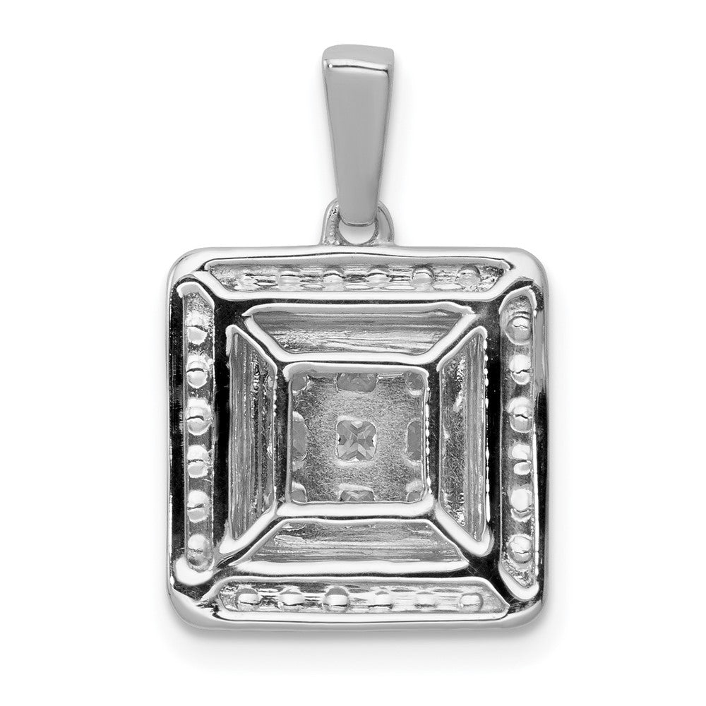 14k White Gold 1ct. Real Diamond Square Cluster Pendant