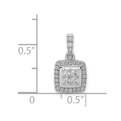 14k White Gold 1/3ct. Real Diamond Square Cluster Pendant