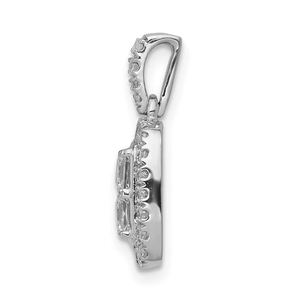 14k White Gold 1ct. Real Diamond Square Cluster Pendant