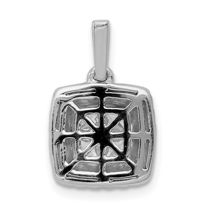 14k White Gold 1ct. Real Diamond Square Cluster Pendant