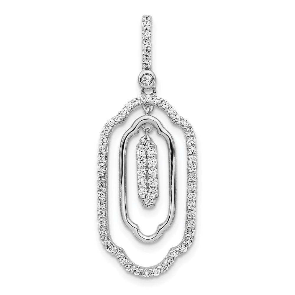 14k White Gold 1/2ct. Real Diamond Fancy Dangle Pendant