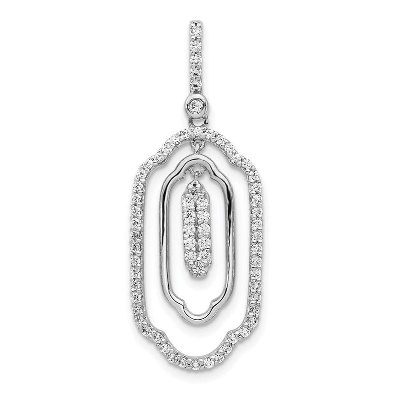 14k White Gold 1/2ct. Real Diamond Fancy Dangle Pendant