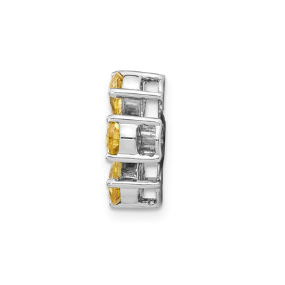 14k White Gold Real Diamond Citrine 6 Petal Flower Chain Slide