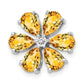 14k White Gold Real Diamond Citrine 6 Petal Flower Chain Slide