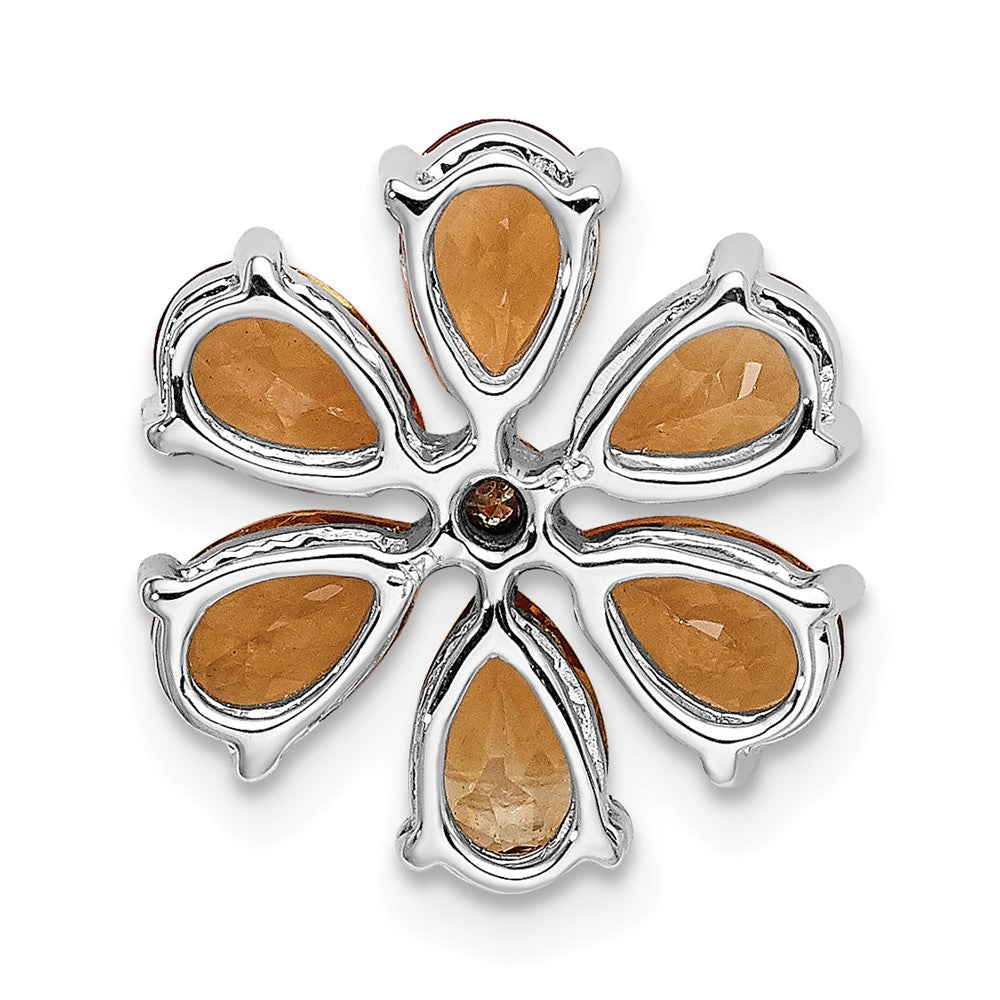 14k White Gold Real Diamond Citrine 5 Petal Flower Chain Slide