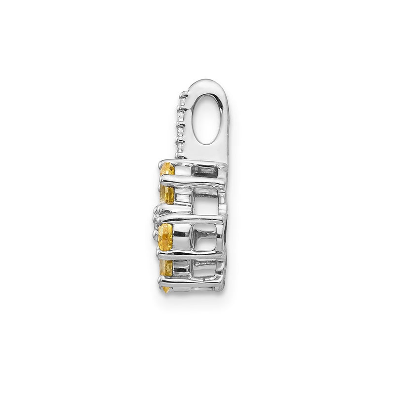 14k White Gold Real Diamond and 1.37 Citrine Flower Pendant