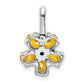 14k White Gold Real Diamond and 1.37 Citrine Flower Pendant