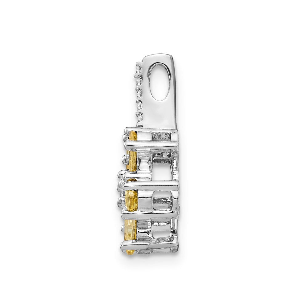 14k White Gold Real Diamond & 1.69 Citrine Flower Pendant