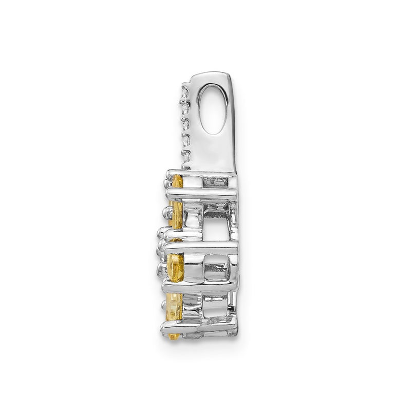 14k White Gold Real Diamond & 1.69 Citrine Flower Pendant
