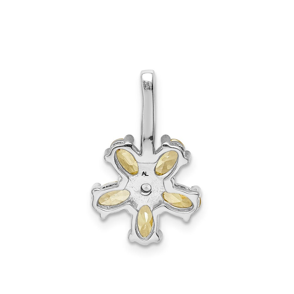 14k White Gold Real Diamond & 1.69 Citrine Flower Pendant